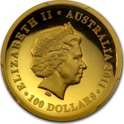 Australia 100 Dollars Australian Koala 2011 KM# 1608 ELIZABETH II AUSTRALIA 2011 100 DOLLARS IRB coin obverse Australia 100 Dollars Australian Koala 2011 KM# 1608 ELIZABETH II AUSTRALIA 2011 100 DOLLARS IRB coin obverse