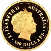 Australia 100 Dollars The Australian Nugget 2002 KM# 900 ELIZABETH II AUSTRALIA 100 DOLLARS IRB coin obverse Australia 100 Dollars The Australian Nugget 2002 KM# 900 ELIZABETH II AUSTRALIA 100 DOLLARS IRB coin obverse