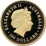 Australia 100 Dollars The Australian Nugget 2004 KM# 741 ELIZABETH II AUSTRALIA 100 DOLLARS IRB coin obverse Australia 100 Dollars The Australian Nugget 2004 KM# 741 ELIZABETH II AUSTRALIA 100 DOLLARS IRB coin obverse