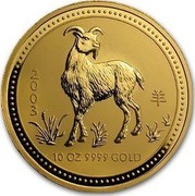 Australia 1000 Dollars Year of the Goat 2003 KM# 715 2003 10 OZ 9999 GOLD coin reverse