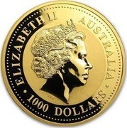 Australia 1000 Dollars Year of the Horse 2002 KM# 708 ELIZABETH II AUSTRALIA 1000 DOLLARS IRB coin obverse Australia 1000 Dollars Year of the Horse 2002 KM# 708 ELIZABETH II AUSTRALIA 1000 DOLLARS IRB coin obverse