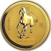 Australia 1000 Dollars Year of the Horse 2002 KM# 708 2002 10 OZ 9999 GOLD coin reverse Australia 1000 Dollars Year of the Horse 2002 KM# 708 2002 10 OZ 9999 GOLD coin reverse