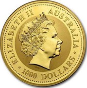 Australia 1000 Dollars Year of the Snake 2001 KM# 705 ELIZABETH II AUSTRALIA 1000 DOLLARS IRB coin obverse