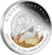 Australia 15 Dollars Discover Australia - Emu 2011 KM# 1538 DISCOVER AUSTRALIA 2011 EMU 1/10 OZ 9995 PLATINUM P DB coin reverse Australia 15 Dollars Discover Australia - Emu 2011 KM# 1538 DISCOVER AUSTRALIA 2011 EMU 1/10 OZ 9995 PLATINUM P DB coin reverse