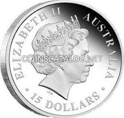 Australia 15 Dollars Discover Australia - King Brown Snake 2009 KM# 1234 ELIZABETH II AUSTRALIA 15 DOLLARS IRB coin obverse Australia 15 Dollars Discover Australia - King Brown Snake 2009 KM# 1234 ELIZABETH II AUSTRALIA 15 DOLLARS IRB coin obverse