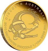 Australia 15 Dollars Discover Australia - Saltwater Crocodile 2010 KM# 1419 DISCOVER AUSTRALIA 2010 SALTWATER CROCODILE 1/10 OZ 9999 GOLD P DB coin reverse Australia 15 Dollars Discover Australia - Saltwater Crocodile 2010 KM# 1419 DISCOVER AUSTRALIA 2010 SALTWATER CROCODILE 1/10 OZ 9999 GOLD P DB coin reverse