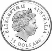 Australia 15 Dollars Geraldton wax 2008 P Proof KM# 1203 ELIZABETH II AUSTRALIA 15 DOLLARS coin obverse Australia 15 Dollars Geraldton wax 2008 P Proof KM# 1203 ELIZABETH II AUSTRALIA 15 DOLLARS coin obverse