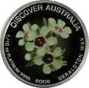 Australia 15 Dollars Geraldton wax 2008 P Proof KM# 1203 DISCOVER AUSTRALIA 1/10 OZ PLATINUM 9995 2008 GERALDTON WAX coin reverse Australia 15 Dollars Geraldton wax 2008 P Proof KM# 1203 DISCOVER AUSTRALIA 1/10 OZ PLATINUM 9995 2008 GERALDTON WAX coin reverse