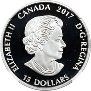 Canada 15 Dollars Great Canadian Outdoors. Night Skiing 2017 Proof ELIZABETH II CANADA 2017 D G REGINA 15 DOLLARS SB coin obverse Canada 15 Dollars Great Canadian Outdoors. Night Skiing 2017 Proof ELIZABETH II CANADA 2017 D G REGINA 15 DOLLARS SB coin obverse