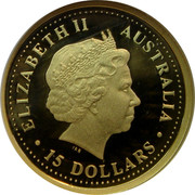 Australia 15 Dollars Great white shark 2007 Proof KM# 975 ELIZABETH II AUSTRALIA ∙ 15 DOLLARS ∙ IRB coin obverse Australia 15 Dollars Great white shark 2007 Proof KM# 975 ELIZABETH II AUSTRALIA ∙ 15 DOLLARS ∙ IRB coin obverse