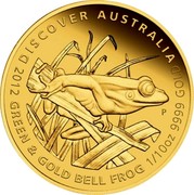Australia 15 Dollars Green and Gold Bell Frog in greass 2012 P Proof KM# 1721 DISCOVER AUSTRALIA 2012 GREEN & GOLD BELL 1/10OZ 9999 GOLD P WR coin reverse Australia 15 Dollars Green and Gold Bell Frog in greass 2012 P Proof KM# 1721 DISCOVER AUSTRALIA 2012 GREEN & GOLD BELL 1/10OZ 9999 GOLD P WR coin reverse