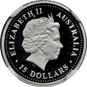Australia 15 Dollars Koala up a gum tree 2002 Proof KM# 922 ELIZABETH II AUSTRALIA 15 DOLLARS IRB coin obverse Australia 15 Dollars Koala up a gum tree 2002 Proof KM# 922 ELIZABETH II AUSTRALIA 15 DOLLARS IRB coin obverse