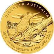 Australia 15 Dollars Kookaburra 2012 P Proof KM# 1722 DISCOVER AUSTRALIA 2012 KOOKABURRA 1/10OZ 9999 GOLD P AH coin reverse Australia 15 Dollars Kookaburra 2012 P Proof KM# 1722 DISCOVER AUSTRALIA 2012 KOOKABURRA 1/10OZ 9999 GOLD P AH coin reverse