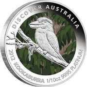 Australia 15 Dollars Kookaburra 2012 P Proof KM# 1849 DISCOVER AUSTRALIA 2012 KOOKABURRA 1/10OZ 9995 PLATINUM P TV coin reverse