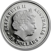 Australia 15 Dollars Single koala with gum leave 2005 Proof KM# 935 ELIZABETH II AUSTRALIA 15 DOLLARS coin obverse Australia 15 Dollars Single koala with gum leave 2005 Proof KM# 935 ELIZABETH II AUSTRALIA 15 DOLLARS coin obverse