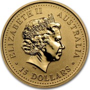 Australia 15 Dollars The Australian Nugget 2002 KM# 894 ELIZABETH II AUSTRALIA 15 DOLLARS IRB coin obverse Australia 15 Dollars The Australian Nugget 2002 KM# 894 ELIZABETH II AUSTRALIA 15 DOLLARS IRB coin obverse