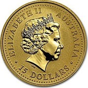 Australia 15 Dollars The Australian Nugget 2003 KM# 902 ELIZABETH II AUSTRALIA 15 DOLLARS IRB coin obverse Australia 15 Dollars The Australian Nugget 2003 KM# 902 ELIZABETH II AUSTRALIA 15 DOLLARS IRB coin obverse