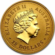 Australia 15 Dollars The Australian Nugget 2004 KM# 907 ELIZABETH II AUSTRALIA 15 DOLLARS IRB coin obverse Australia 15 Dollars The Australian Nugget 2004 KM# 907 ELIZABETH II AUSTRALIA 15 DOLLARS IRB coin obverse