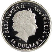 Australia 15 Dollars Two Koalas on Branch 2001 Proof KM# 917 ELIZABETH II AUSTRALIA 15 DOLLARS coin obverse Australia 15 Dollars Two Koalas on Branch 2001 Proof KM# 917 ELIZABETH II AUSTRALIA 15 DOLLARS coin obverse