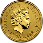 Australia 15 Dollars Year of the Horse 2002 KM# 584 ELIZABETH II AUSTRALIA 15 DOLLARS IRB coin obverse Australia 15 Dollars Year of the Horse 2002 KM# 584 ELIZABETH II AUSTRALIA 15 DOLLARS IRB coin obverse