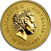Australia 15 Dollars Year of the Rooster 2005 KM# 794 ELIZABETH II AUSTRALIA 15 DOLLARS IRB coin obverse Australia 15 Dollars Year of the Rooster 2005 KM# 794 ELIZABETH II AUSTRALIA 15 DOLLARS IRB coin obverse