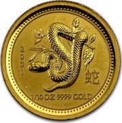 Australia 15 Dollars Year of the Snake 2001 KM# 540 2001 1/10 OZ 9999 GOLD coin reverse Australia 15 Dollars Year of the Snake 2001 KM# 540 2001 1/10 OZ 9999 GOLD coin reverse