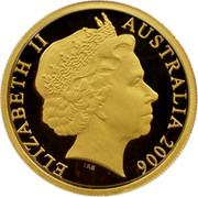 Australia 150 Dollars Red-tailed black cockatoo 2006 Proof KM# 873 ELIZABETH II AUSTRALIA 2006 coin obverse Australia 150 Dollars Red-tailed black cockatoo 2006 Proof KM# 873 ELIZABETH II AUSTRALIA 2006 coin obverse