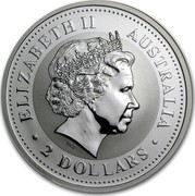 Australia 2 Dollars Australian Kookaburra 2002 KM# 678 ELIZABETH II AUSTRALIA 2 DOLLARS IRB coin obverse Australia 2 Dollars Australian Kookaburra 2002 KM# 678 ELIZABETH II AUSTRALIA 2 DOLLARS IRB coin obverse