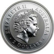 Australia 2 Dollars Year of the Horse 2002 KM# 581 ELIZABETH II AUSTRALIA 2 DOLLARS IRB coin obverse