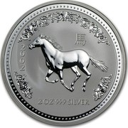 Australia 2 Dollars Year of the Horse 2002 KM# 581 2002 2 OZ 999 SILVER coin reverse