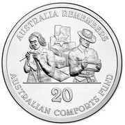 Australia 20 Cents Australia Remembers - Australians Comforts Fund 2014  AUSTRALIA REMEMBERS AUSTRALIAN COMFORTS FUND ACF 20 coin reverse Australia 20 Cents Australia Remembers - Australians Comforts Fund 2014  AUSTRALIA REMEMBERS AUSTRALIAN COMFORTS FUND ACF 20 coin reverse