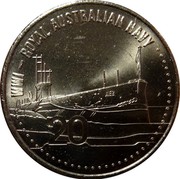 Australia 20 Cents Royal Australian Navy 2015  WW1 - ROYAL AUSTRALIAN NAVY AE2 20 coin reverse Australia 20 Cents Royal Australian Navy 2015  WW1 - ROYAL AUSTRALIAN NAVY AE2 20 coin reverse