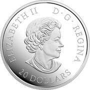 Canada 20 Dollars 45th Anniversary of the Order of Military Merit 2017 Proof ELIZABETH II D G REGINA 20 DOLLARS SB coin obverse Canada 20 Dollars 45th Anniversary of the Order of Military Merit 2017 Proof ELIZABETH II D G REGINA 20 DOLLARS SB coin obverse