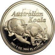 Australia 200 Dollars Australian Koala 2001 KM# 920 AUSTRALIAN KOALA 2001 2 OZ. 9995 PLATINUM P LK coin reverse Australia 200 Dollars Australian Koala 2001 KM# 920 AUSTRALIAN KOALA 2001 2 OZ. 9995 PLATINUM P LK coin reverse