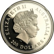 Australia 200 Dollars Australian Koala 2002 KM# 925 ELIZABETH II AUSTRALIA 200 DOLLARS IRB coin obverse Australia 200 Dollars Australian Koala 2002 KM# 925 ELIZABETH II AUSTRALIA 200 DOLLARS IRB coin obverse