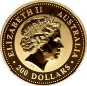 Australia 200 Dollars Running Horse 2002 KM# 707 ELIZABETH II AUSTRALIA 200 DOLLARS coin obverse Australia 200 Dollars Running Horse 2002 KM# 707 ELIZABETH II AUSTRALIA 200 DOLLARS coin obverse