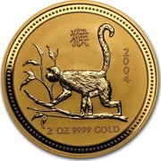 Australia 200 Dollars Year of the Monkey 2004 KM# 717 2004 2 OZ 9999 GOLD coin reverse Australia 200 Dollars Year of the Monkey 2004 KM# 717 2004 2 OZ 9999 GOLD coin reverse
