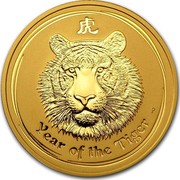 Australia 200 Dollars Year of the Tiger 2010 KM# 1377 YEAR OF THE TIGER P coin reverse