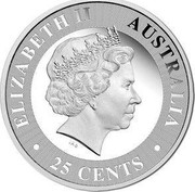 Australia 25 Cents Kangaroo 2017 P ELIZABETH II AUSTRALIA 25 CENTS IRB coin obverse Australia 25 Cents Kangaroo 2017 P ELIZABETH II AUSTRALIA 25 CENTS IRB coin obverse