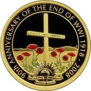 Australia 25 Dollars 90th Anniversary of the End of WWI 2008 P Proof KM# 1180 ELIZABETH II AUSTRALIA 2008 25 DOLLARS IRB coin obverse Australia 25 Dollars 90th Anniversary of the End of WWI 2008 P Proof KM# 1180 ELIZABETH II AUSTRALIA 2008 25 DOLLARS IRB coin obverse