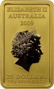 Australia 25 Dollars Chinese Mythological Character. Fortune 2009 P KM# 1276 ELIZABETH II AUSTRALIA 2009 25 DOLLARS 10G 9999 GOLD coin obverse Australia 25 Dollars Chinese Mythological Character. Fortune 2009 P KM# 1276 ELIZABETH II AUSTRALIA 2009 25 DOLLARS 10G 9999 GOLD coin obverse