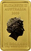 Australia 25 Dollars Chinese Mythological Character. Longevity 2009 P KM# 1274 ELIZABETH II AUSTRALIA 2009 25 DOLLARS 10G 9999 GOLD coin obverse Australia 25 Dollars Chinese Mythological Character. Longevity 2009 P KM# 1274 ELIZABETH II AUSTRALIA 2009 25 DOLLARS 10G 9999 GOLD coin obverse