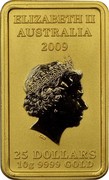 Australia 25 Dollars Chinese Mythological Character. Success 2009 P KM# 1275 ELIZABETH II AUSTRALIA 2009 25 DOLLARS 10G 9999 GOLD coin obverse Australia 25 Dollars Chinese Mythological Character. Success 2009 P KM# 1275 ELIZABETH II AUSTRALIA 2009 25 DOLLARS 10G 9999 GOLD coin obverse