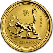 Australia 25 Dollars Climbing Monkey 2004 KM# 670 2004 1/4 OZ 9999 GOLD coin reverse