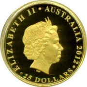 Australia 25 Dollars Diamond Jubilee 2012 KM# 1703 ELIZABETH II AUSTRALIA 2012 25 DOLLARS IRB coin obverse Australia 25 Dollars Diamond Jubilee 2012 KM# 1703 ELIZABETH II AUSTRALIA 2012 25 DOLLARS IRB coin obverse
