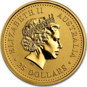Australia 25 Dollars Galloping Horse 2002 KM# 585 ELIZABETH II AUSTRALIA 25 DOLLARS coin obverse