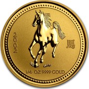 Australia 25 Dollars Galloping Horse 2002 KM# 585 2002 1/4 OZ 9999 GOLD coin reverse