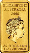 Australia 25 Dollars Kangaroo Dreaming 2008 Proof KM# 1110 ELIZABETH II AUSTRALIA 2008 25 DOLLARS 10G 9999 GOLD IRB coin obverse Australia 25 Dollars Kangaroo Dreaming 2008 Proof KM# 1110 ELIZABETH II AUSTRALIA 2008 25 DOLLARS 10G 9999 GOLD IRB coin obverse