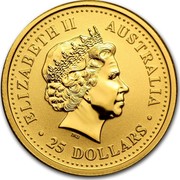 Australia 25 Dollars The Australian Nugget 2002 KM# 895 ELIZABETH II AUSTRALIA 25 DOLLARS IRB coin obverse