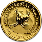 Australia 25 Dollars The Australian Nugget 2002 KM# 895 THE AUSTRALIAN NUGGET 1/4 OZ. 9999 GOLD 2002 coin reverse